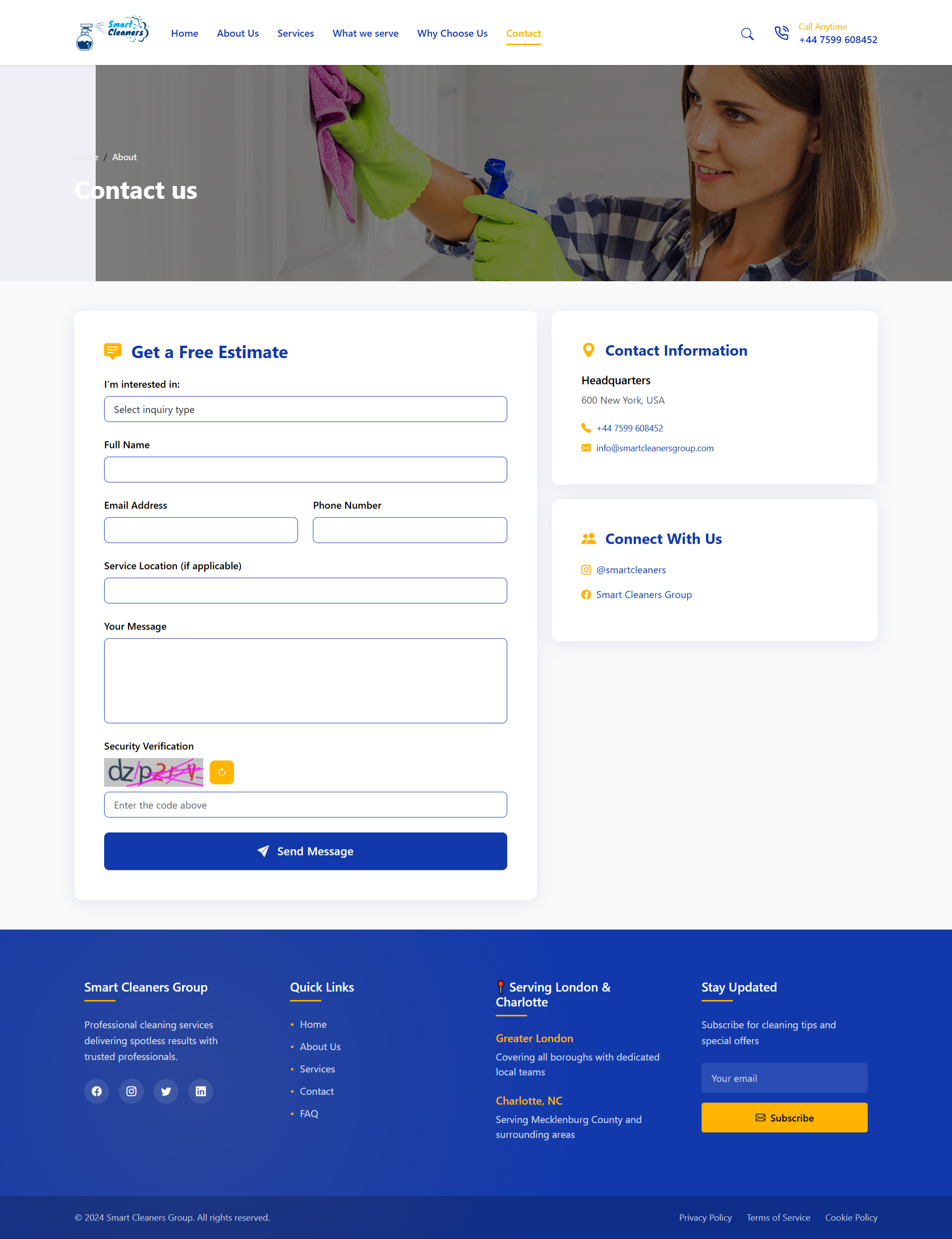 Smart Cleaners Contact